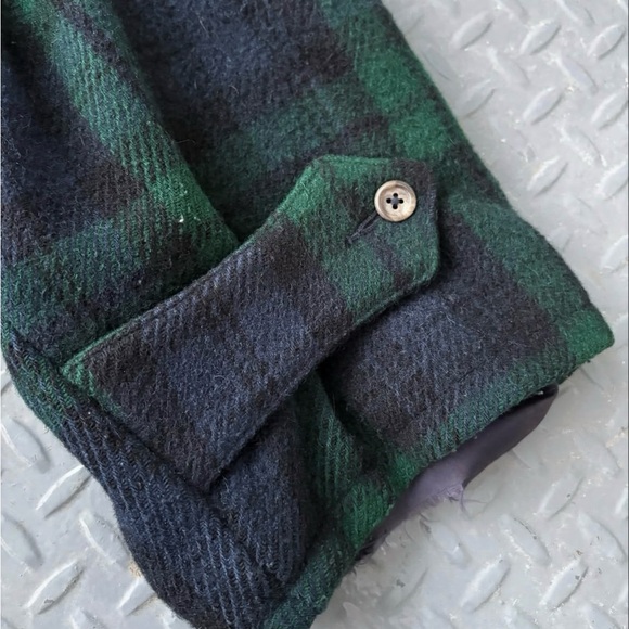 Polo Ralph Lauren 90s Green and Black Plaid Wool Balmacaan Coat - Picture 6 of 10